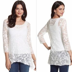 Chico’s Willow Lace Top in White